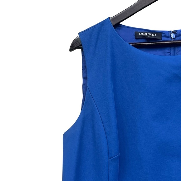 Lafayette 148 blue cotton blend sleeveless sheath dress office professional - Picture 6 of 12